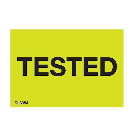 Decker Tape Products Label, DL3384, TESTED, 1-3/8" X 2" DL3384